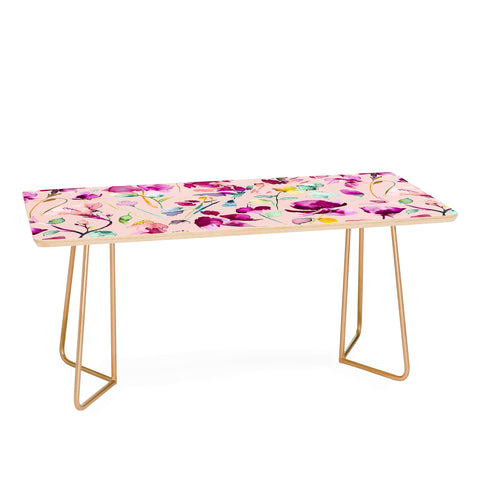 Ninola Design Pink botanical watercolor Coffee Table