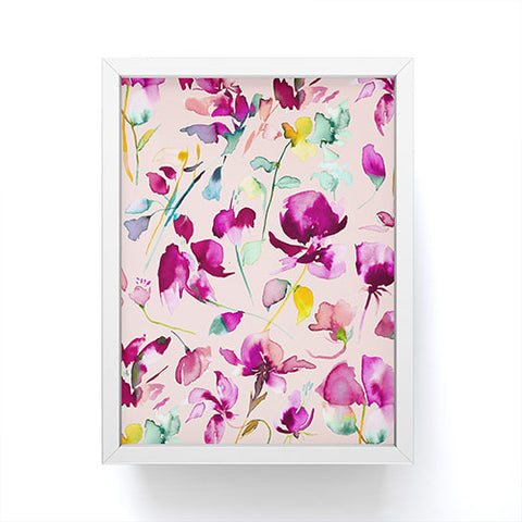 Ninola Design Pink botanical watercolor Framed Mini Art Print