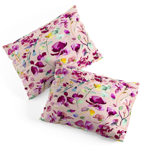Ninola Design Pink botanical watercolor Pillow Shams