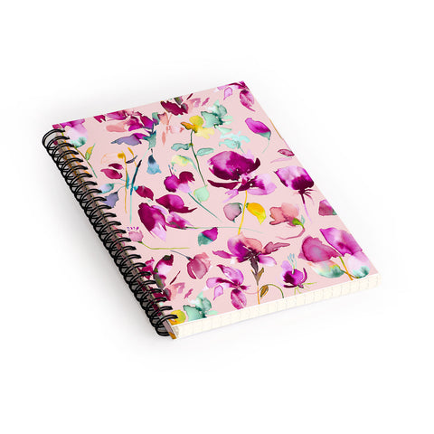 Ninola Design Pink botanical watercolor Spiral Notebook