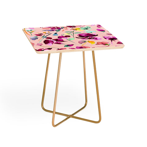 Ninola Design Pink botanical watercolor Side Table