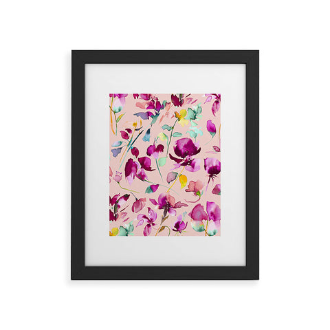 Ninola Design Pink botanical watercolor Framed Art Print