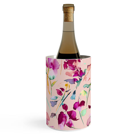 Ninola Design Pink botanical watercolor Wine Chiller