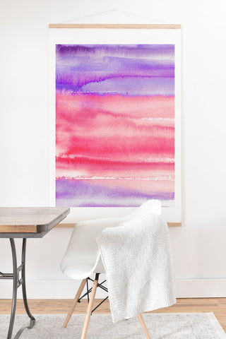Ninola Design Pink Coral Watercolor Gradient Art Print And Hanger