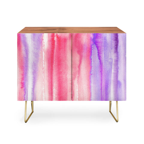 Ninola Design Pink Coral Watercolor Gradient Credenza