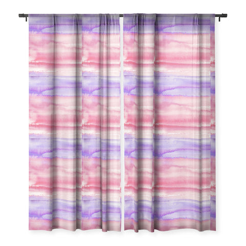 Ninola Design Pink Coral Watercolor Gradient Sheer Window Curtain