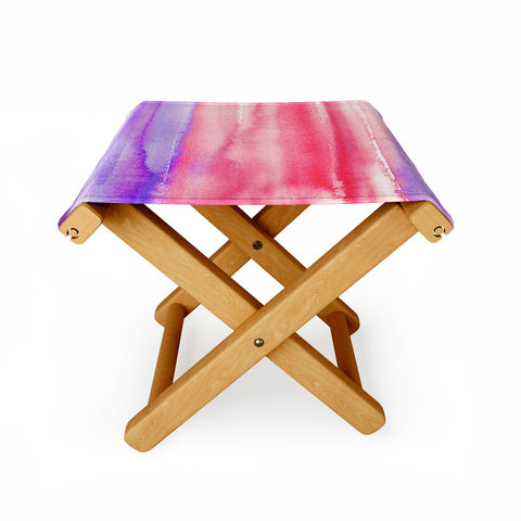 Ninola Design Pink Coral Watercolor Gradient Folding Stool