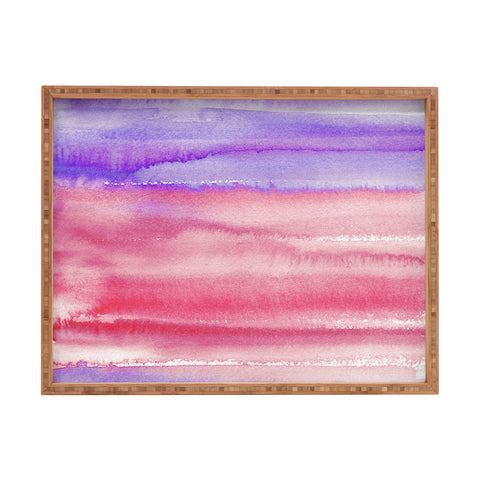 Ninola Design Pink Coral Watercolor Gradient Rectangular Tray