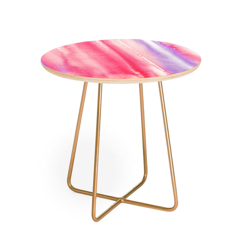 Ninola Design Pink Coral Watercolor Gradient Round Side Table