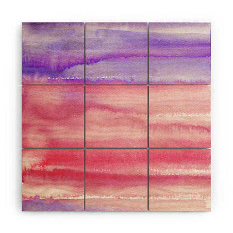Ninola Design Pink Coral Watercolor Gradient Wood Wall Mural