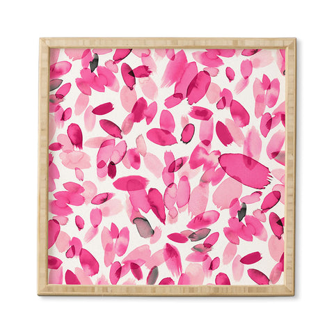 Ninola Design Pink flower petals abstract stains Framed Wall Art