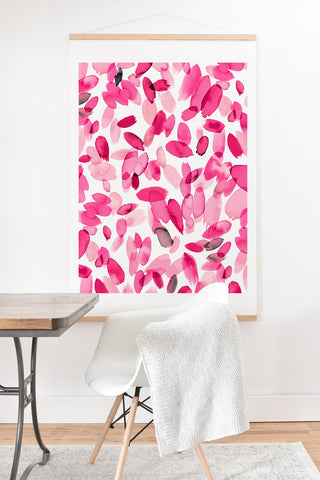 Ninola Design Pink flower petals abstract stains Art Print And Hanger