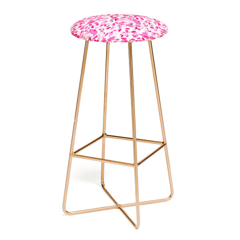 Ninola Design Pink flower petals abstract stains Bar Stool