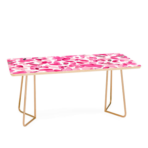 Ninola Design Pink flower petals abstract stains Coffee Table