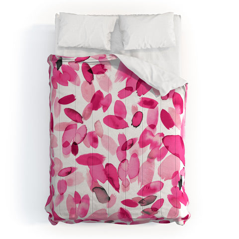 Ninola Design Pink flower petals abstract stains Comforter