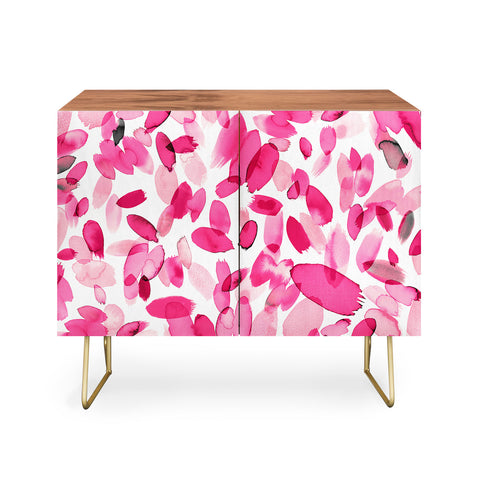 Ninola Design Pink flower petals abstract stains Credenza