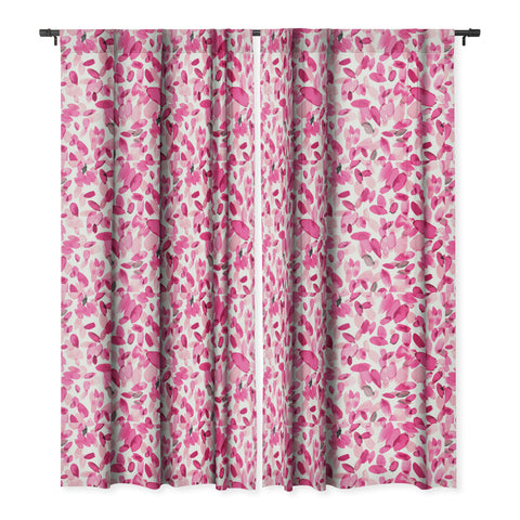 Ninola Design Pink flower petals abstract stains Blackout Window Curtain