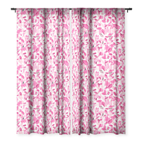 Ninola Design Pink flower petals abstract stains Sheer Window Curtain
