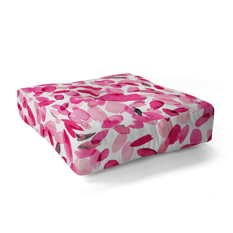 Ninola Design Pink flower petals abstract stains Floor Pillow Square