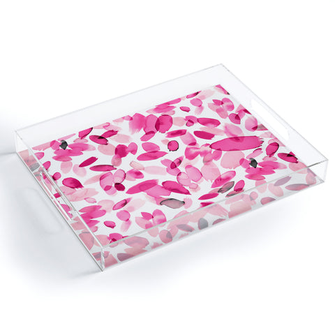 Ninola Design Pink flower petals abstract stains Acrylic Tray