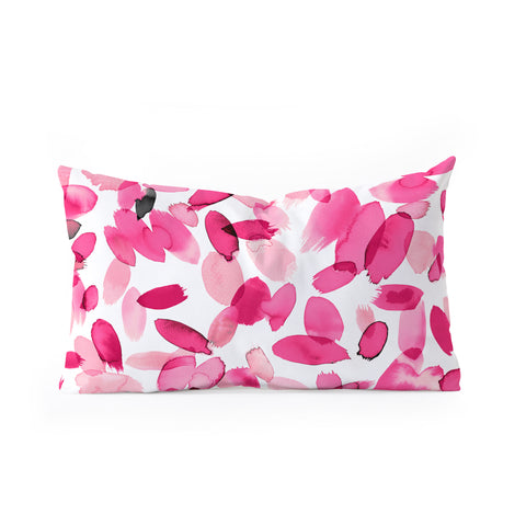 Ninola Design Pink flower petals abstract stains Oblong Throw Pillow