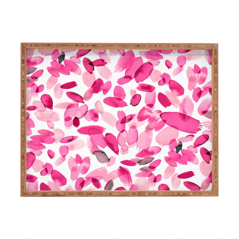 Ninola Design Pink flower petals abstract stains Rectangular Tray