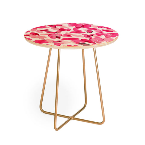 Ninola Design Pink flower petals abstract stains Round Side Table