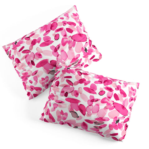 Ninola Design Pink flower petals abstract stains Pillow Shams