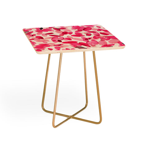 Ninola Design Pink flower petals abstract stains Side Table
