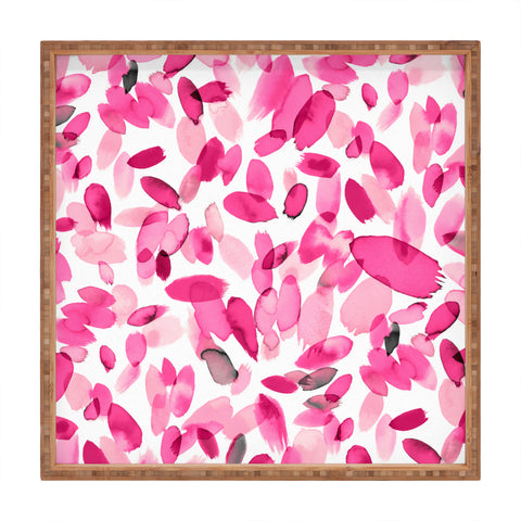 Ninola Design Pink flower petals abstract stains Square Tray