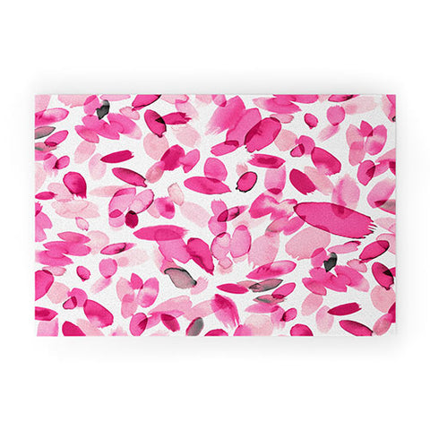 Ninola Design Pink flower petals abstract stains Welcome Mat