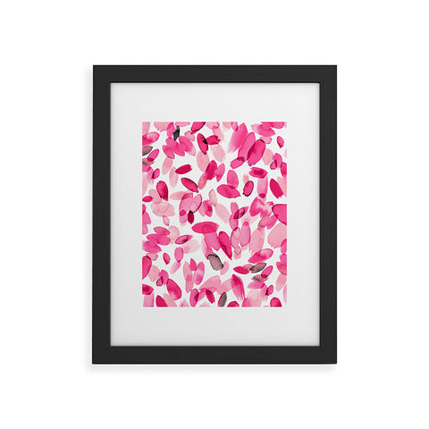 Ninola Design Pink flower petals abstract stains Framed Art Print