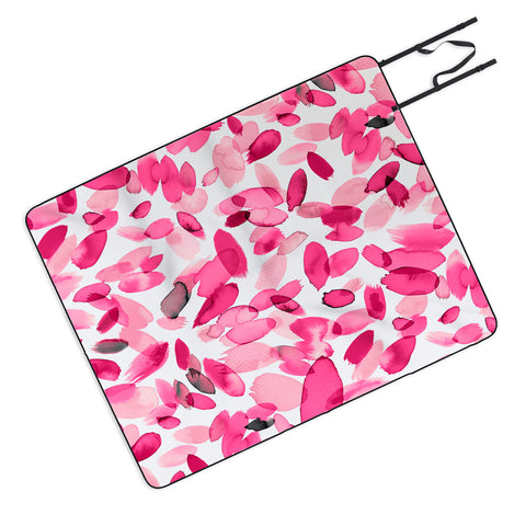 Ninola Design Pink flower petals abstract stains Picnic Blanket