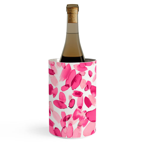 Ninola Design Pink flower petals abstract stains Wine Chiller