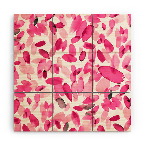 Ninola Design Pink flower petals abstract stains Wood Wall Mural