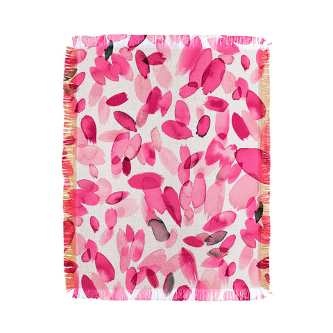 Ninola Design Pink flower petals abstract stains Throw Blanket