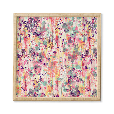 Ninola Design Pink Graffiti Flowers Framed Wall Art