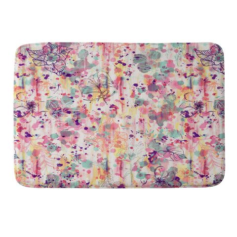 Ninola Design Pink Graffiti Flowers Memory Foam Bath Mat