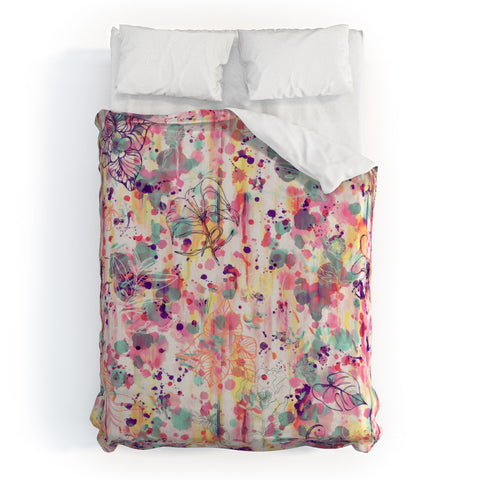 Ninola Design Pink Graffiti Flowers Duvet Cover