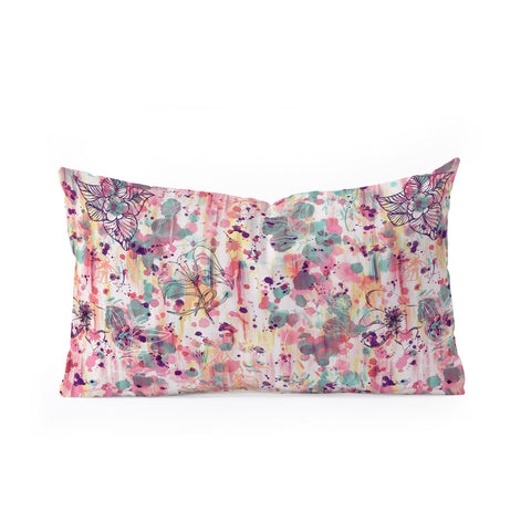 Ninola Design Pink Graffiti Flowers Oblong Throw Pillow