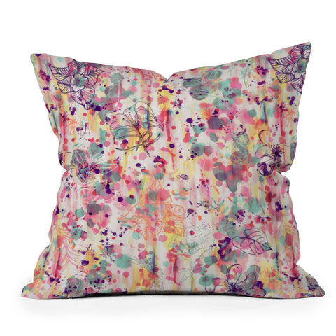 Ninola Design Pink Graffiti Flowers Throw Pillow