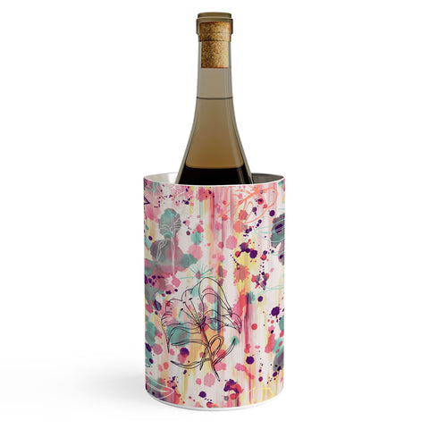 Ninola Design Pink Graffiti Flowers Wine Chiller