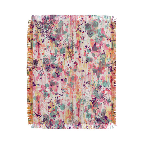 Ninola Design Pink Graffiti Flowers Throw Blanket