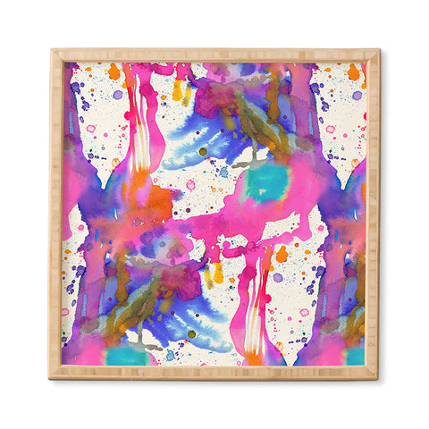 Ninola Design Pink paint splashes dripping Framed Wall Art