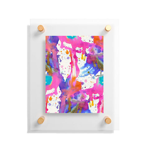 Ninola Design Pink paint splashes dripping Floating Acrylic Print