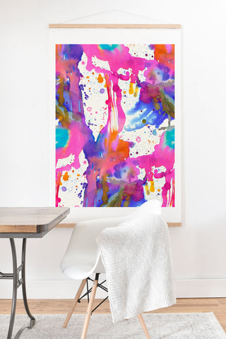 Ninola Design Pink paint splashes dripping Art Print And Hanger