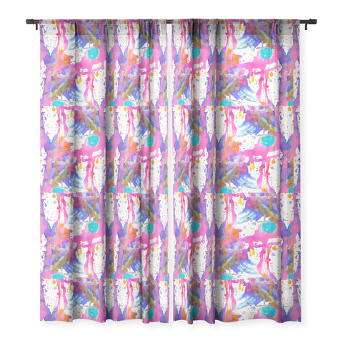 Ninola Design Pink paint splashes dripping Sheer Window Curtain