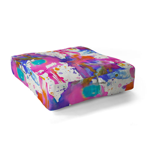 Ninola Design Pink paint splashes dripping Floor Pillow Square