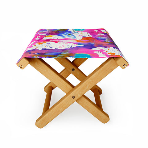 Ninola Design Pink paint splashes dripping Folding Stool