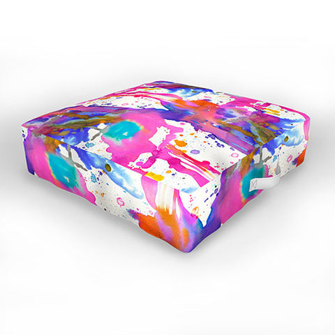 Ninola Design Pink paint splashes dripping Outdoor Floor Cushion